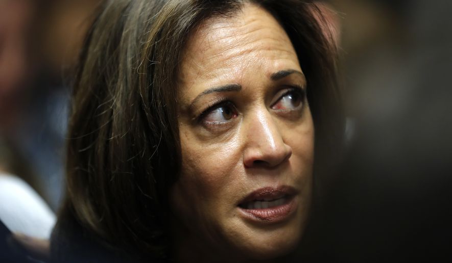 Sen. Kamala D. Harris (pictured) and Rep. Nanette Diaz Barragan, both California Democrats, submitted official comments last week calling the proposal &quot;extreme federal overreach.&quot; (Associated Press)