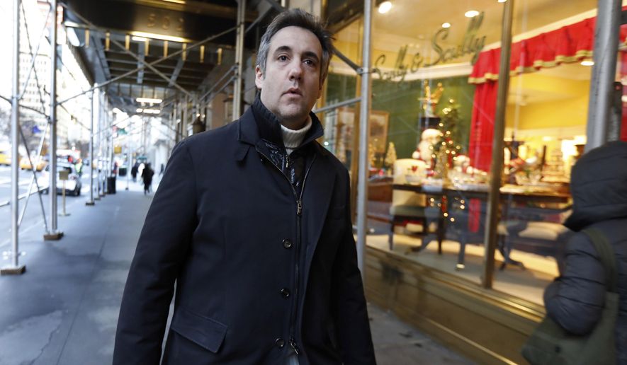 Michael Cohen is again adamantly denying that he secretly traveled to Prague in August 2016 to meet aides of Russian President Vladimir Putin and arrange hush payments for hackers who broke into Democratic Party computers. (Associated Press/File)