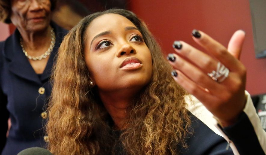 Civil rights leader Tamika Mallory (left) and Carmen Perez are accused of berating a Jewish organizer and using anti-Semitic canards at a 2017 meeting, according to a report. The Women&#39;s March organizers took on their critics in a Facebook live-stream. (ASSOCIATED PRESS PHOTOGRAPHS)