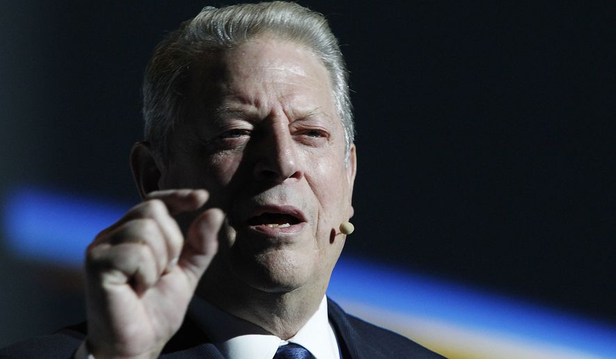 Former U.S vice president and climate activist Al Gore makes a speech on acting for climate to participants in a U.N. climate summit that is to work out ways of keeping global warming in check, in Katowice, Poland, Wednesday, Dec. 12, 2018.(AP Photo/Czarek Sokolowski)