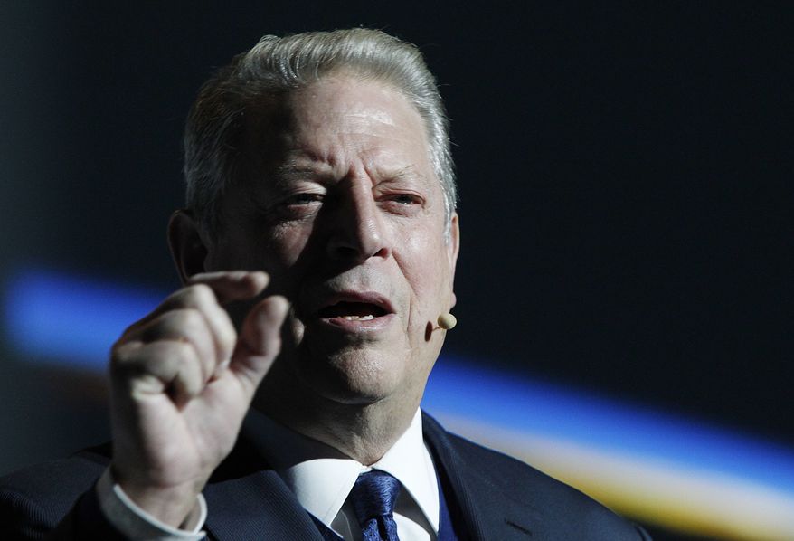 Former U.S vice president and climate activist Al Gore makes a speech on acting for climate to participants in a U.N. climate summit that is to work out ways of keeping global warming in check, in Katowice, Poland, Wednesday, Dec. 12, 2018.(AP Photo/Czarek Sokolowski)