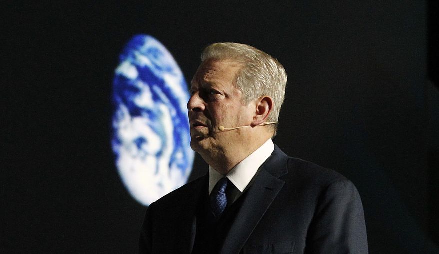 In this file photo, former U.S vice president and climate activist Al Gore makes a speech in a U.N. climate summit that is to work out ways of keeping global warming in check, in Katowice, Poland, Wednesday, Dec. 12, 2018. (AP Photo/Czarek Sokolowski) **FILE**