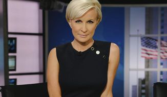 This image released by MSNBC shows Mika Brzezinski, co-host of the daily series &amp;quot;Morning Joe.&amp;quot; President Trump attacked  Brzezinski Thursday, Dec. 13, 2018, for using a homophobic slur on the air and tweeted that if a conservative person had said it, “that person would be banned permanently from television.” Brzezinski was criticizing Secretary of State Mike Pompeo on for comments regarding the murder of Saudi journalist Jamal Khashoggi. Afterward, she apologized via Twitter. (Nathan Congleton/MSNBC via AP)