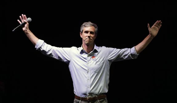 In this Nov. 6, 2018, file photo, Rep. Beto O&#39;Rourke, D-Texas, the 2018 Democratic candidate for U.S. Senate in Texas, makes his concession speech at his election night party in El Paso, Texas. (AP Photo/Eric Gay, File)