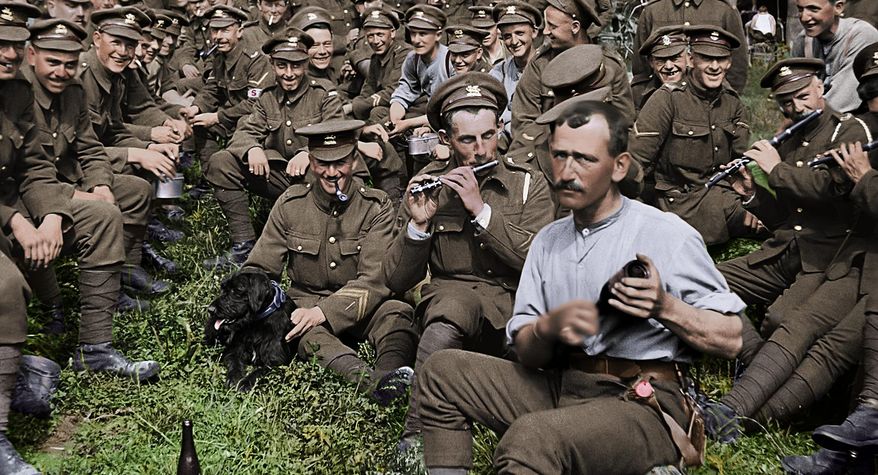 This image released by Warner Bros. Entertainment shows a scene from the WWI documentary &amp;quot;They Shall Not Grow Old,&amp;quot; directed by Peter Jackson. Jackson drew on all the technical know-how of his big-budget spectacles to turn hundreds of hours of footage from the Western Front and audio of surviving soldiers into a seamless, unobstructed portrait of the war as seen from the British trenches. Jackson altered frame rates, colorized and turned 3-D the footage, even employing lip readers to capture dialogue.  (Warner Bros. Entertainment via AP)