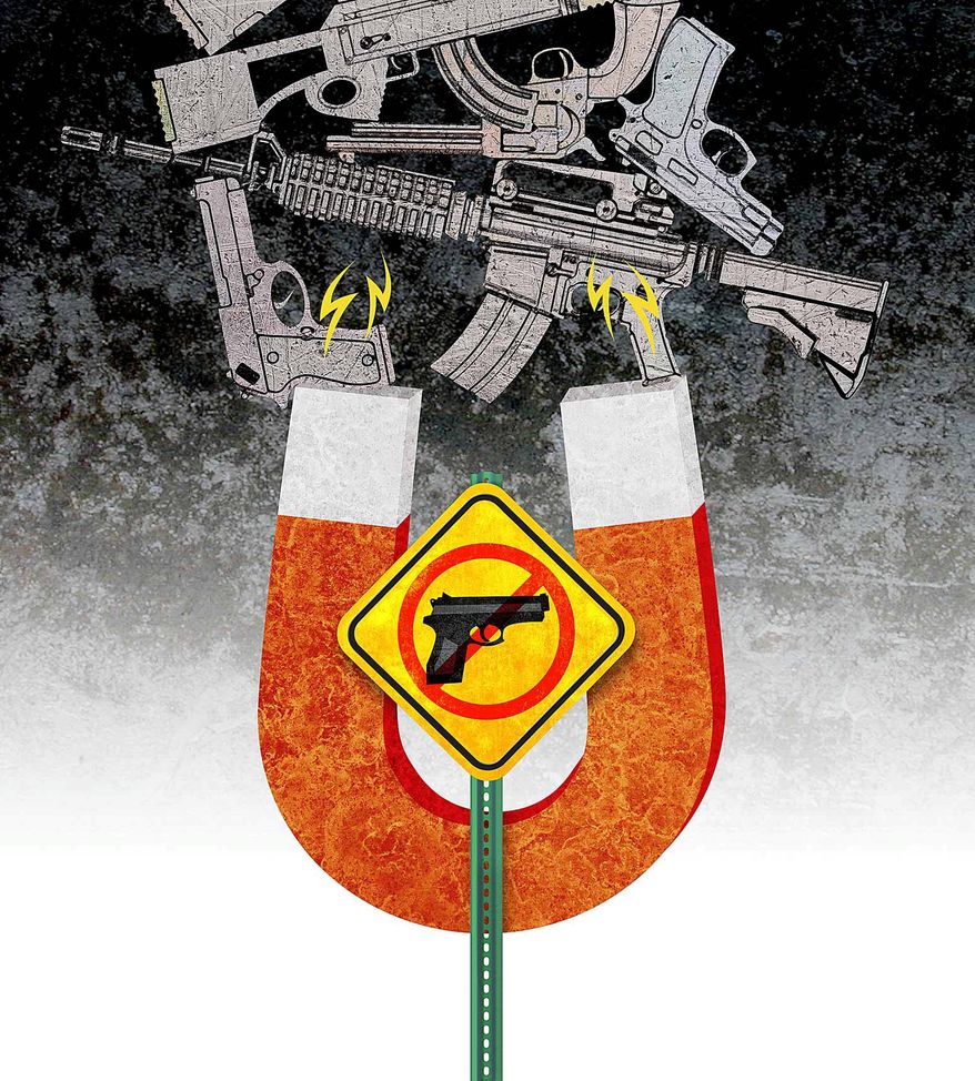 Gun Magnet Illustration by Greg Groesch/The Washington Times