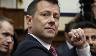 FBI agent Peter Strzok made a reference to an &quot;insurance policy&quot; in a message to his paramour, signaling it was to be used not to harm Donald Trump&#39;s campaign, but rather in case he won the presidency. (Associated Press/File)