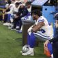 Dallas Cowboys&#39; Rod Smith watches from the bench during the second half of an NFL football game against the Indianapolis Colts, Sunday, Dec. 16, 2018, in Indianapolis. (AP Photo/Michael Conroy)