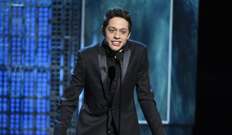 In this March 14, 2015, file photo, Pete Davidson speaks at a Comedy Central Roast at Sony Pictures Studios in Culver City, Calif. (Photo by Chris Pizzello/Invision/AP, File)
