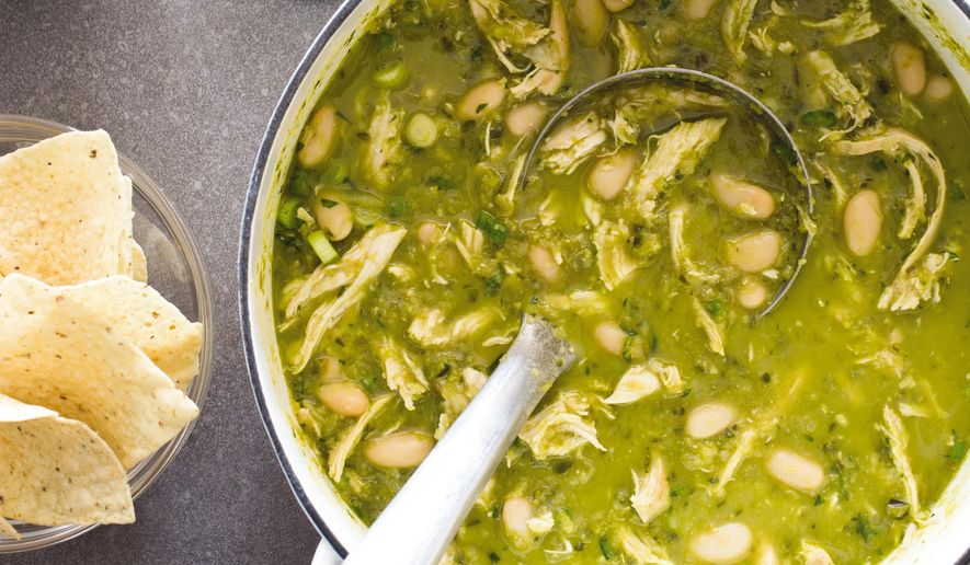 This undated photo provided by America's Test Kitchen in December 2018 shows White Chicken Chili in Brookline, Mass. This recipe appears in the cookbook "Complete Diabetes Cookbook." (Carl Tremblay/America's Test Kitchen via AP)