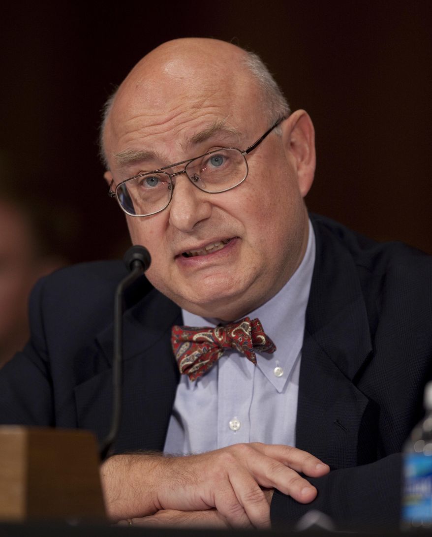 FILE - In this Oct. 7, 2009 file photo, Marc Sageman, of the Foreign Policy Research Institute, testifies on Capitol Hill in Washington before a Senate Foreign Relations Committee hearing. Sageman, a former CIA employee who studies terror networks, says Amer Alhaggagi, a California man convicted of attempting to support the Islamic State does not have the attributes of an Islamic extremist. Sageman described Alhaggagi at a sentencing hearing on Monday, Dec. 17, 2018, as an Internet troll who talked about making bombs and conducting terror attacks in the San Francisco Bay Area, but was a coward who took little action. (AP Photo/Evan Vucci, File)