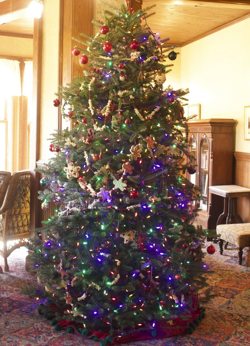 This undated photo shows a holiday tree in New Paltz, N,Y. Lights, cookies, strings of popcorn and other colorful decorations combine to brighten up this holiday season. (Lee Reich via AP)