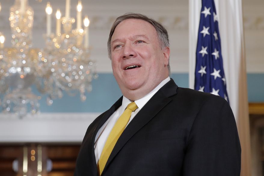 Secretary of State Mike Pompeo speaks during a photo opportunity with Norwegian Foreign Minister Ine Marie Eriksen Soreide at the State Department in Washington, Wednesday, Dec. 19, 2018. (AP Photo/Carolyn Kaster) ** FILE **