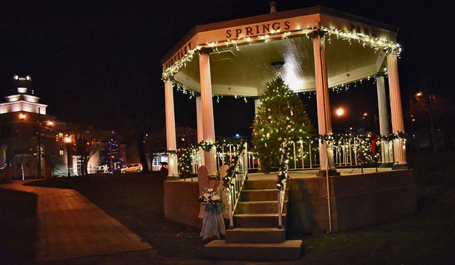 Berkley Springs State Park Gazebo decorated for the holidays. (Photograph by Jacquie Kubin /  Special to The Washington Times)
