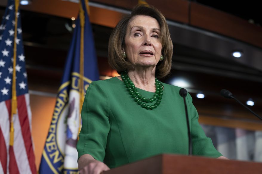 House Democratic Leader Nancy Pelosi of California, talks to reporters as Congress tries to pass legislation that would avert a partial government shutdown, at the Capitol in Washington, Thursday, Dec. 20, 2018. (AP Photo/J. Scott Applewhite) ** FILE **