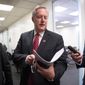 Rep. Mark Meadows, R-N.C., chairman of the conservative House Freedom Caucus, heads into a House Republican strategy meeting as Congress tries to pass legislation that would avert a partial government shutdown, at the Capitol in Washington, Thursday, Dec. 20, 2018. (AP Photo/J. Scott Applewhite)