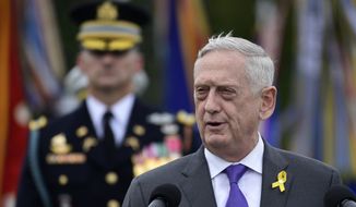 In this Sept. 21, 2018, photo, Defense Secretary Jim Mattis speaks during the 2018 POW/MIA National Recognition Day Ceremony at the Pentagon in Washington. A U.S. administration official says Mattis will leave his post Jan. 1, 2019, as President Donald Trump is expected to name deputy defense chief Patrick Shanahan as acting secretary. (AP Photo/Susan Walsh) **FILE**