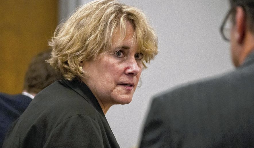 FILE - In this Sept. 6, 2017 file photo, Christina Fay, of Wolfeboro, N.H., attends District Court at the Carroll County Superior Courthouse, in Ossipee, N.H. Fay avoided jail time but was ordered in June 2018 to pay for care and housing of dozens of filthy and sick Great Danes seized from her New Hampshire mansion. Her case was among the state's top stories in 2018. (Elizabeth Frantz/The Concord Monitor via AP, File)