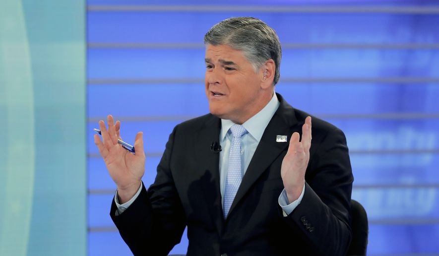 In this July 26, 2018, file photo, Fox News talk show host Sean Hannity is shown during a taping of his show in New York. (AP Photo/Julie Jacobson, File)