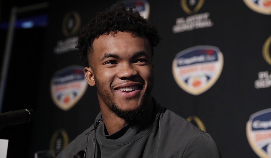 Oklahoma quarterback Kyler Murray speaks during an NCAA college football media day on Thursday, Dec. 27, 2018, in Miami Gardens, Fla. Alabama plays Oklahoma in the Orange Bowl on Dec. 29. (AP Photo/Brynn Anderson)