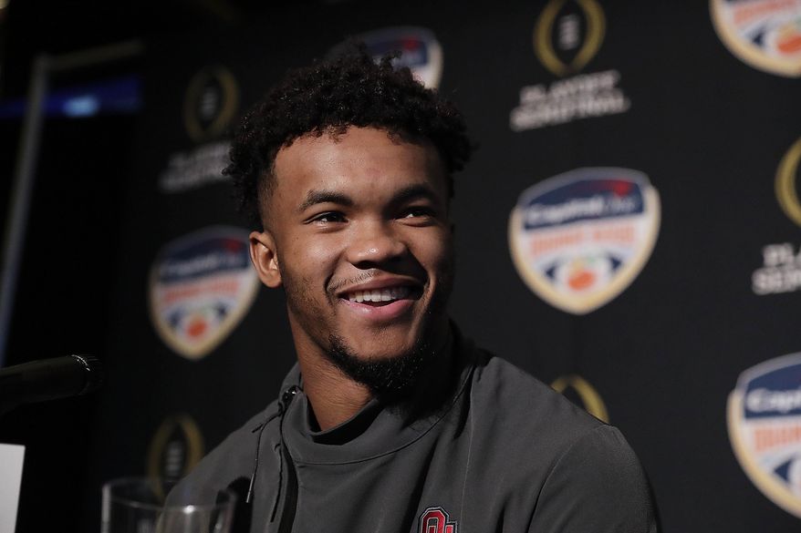 Oklahoma quarterback Kyler Murray speaks during an NCAA college football media day on Thursday, Dec. 27, 2018, in Miami Gardens, Fla. Alabama plays Oklahoma in the Orange Bowl on Dec. 29. (AP Photo/Brynn Anderson)