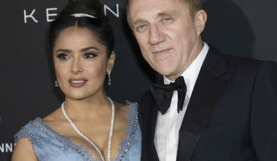 Actress Salma Hayek and François-Henri Pinault, a French businessman, the chairman and CEO of Kering, and President of Groupe Artémis.                  Salma Hayek and Francois-Henri Pinault pose for photographers upon arrival at the Kering Women In Motion awards at the 71st international film festival, Cannes, southern France, Sunday, May 13, 2018. (Photo by Vianney Le Caer/Invision/AP)