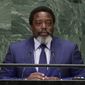 FILE - In this Sept. 25, 2018, file photo, President of the Democratic Republic of the Congo Joseph Kabila Kabange addresses the United Nations General Assembly at the United Nations headquarters. Congo&#39;s leader says &amp;quot;there is no further reason&amp;quot; to prevent Sunday&#39;s presidential election after two years of delays, but he blames an Ebola outbreak for the last-minute decision to keep an estimated 1 million voters from the polls. (AP Photo/Frank Franklin II, File)