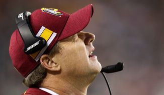 Washington Redskins coach Jay Gruden saw his team close their season with their sixth loss in their last seven games after they were shut out, 24-0, by the Philadelphia Eagles at home on Sunday. The Redskins were held to just 89 yards of offense. (Associated Press)
