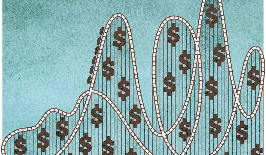 Rollercoaster Stock Market Illustration by Greg Groesch/The Washington Times