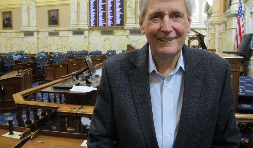 Maryland House Speaker Michael Busch, a Democrat, stands in the House of Delegates on Thursday, Jan. 3, 2019 in Annapolis. Making prescription drugs more affordable and raising the minimum wage are expected to be some of the issues taken up during the annual 90-day session. (AP Photo/Brian Witte)