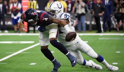 The Indianpolis Colts will need another strong defensive performance from players like Al-Quadin Muhammad on Saturday against the Kansas City Chiefs.