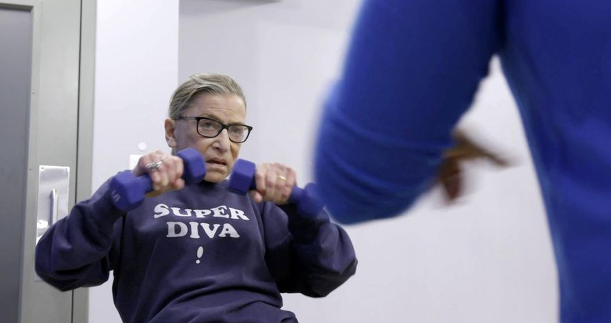 This image released by Magnolia Pictures shows U.S. Supreme Court justice Ruth Bader Ginsberg in a scene from "RBG." The film was nominated for nest documentary for the Directors Guild of America. Winners will be announced Feb. 2. (Magnolia Pictures via AP)