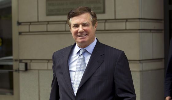 In this May 23, 2018, file photo, Paul Manafort, President Donald Trump&#39;s former campaign chairman, leaves the Federal District Court after a hearing in Washington. Manafort is suffering from depression and anxiety and is at times confined to a wheelchair because of gout. That’s according to a court filing from defense lawyers Tuesday, Jan. 8, 2019, responding to allegations that Manafort has repeatedly lied to special counsel Robert Mueller’s team of investigators. (AP Photo/Jose Luis Magana, File)