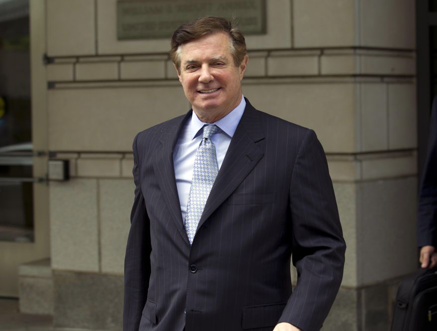 In this May 23, 2018, file photo, Paul Manafort, President Donald Trump&#x27;s former campaign chairman, leaves the Federal District Court after a hearing in Washington. Manafort is suffering from depression and anxiety and is at times confined to a wheelchair because of gout. That’s according to a court filing from defense lawyers Tuesday, Jan. 8, 2019, responding to allegations that Manafort has repeatedly lied to special counsel Robert Mueller’s team of investigators. (AP Photo/Jose Luis Magana, File)