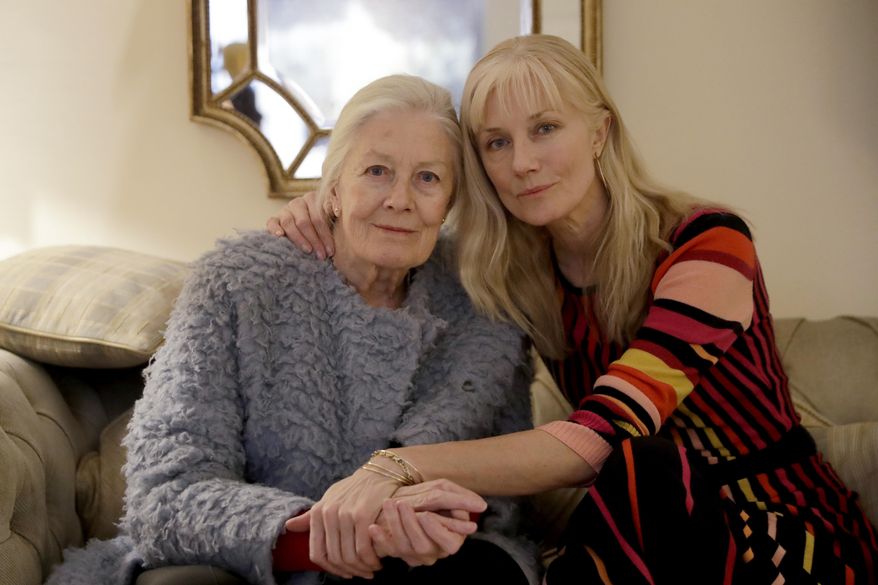 British actresses Vanessa Redgrave and her daughter Joely Richardson pose for portrait photographs before an interview with The Associated Press in London, Tuesday, Jan. 8, 2019. Vanessa Redgrave first saw “The Aspern Papers” as a child, when her famous father adapted it from a Henry James novella and played the male lead. Decades later, Vanessa Redgrave acted the role of Miss Tina on stage, now she is playing the forbidding grande dame Juliana Bordereau in a movie version, this time with her daughter Joely Richardson cast in the younger woman’s role. (AP Photo/Matt Dunham)