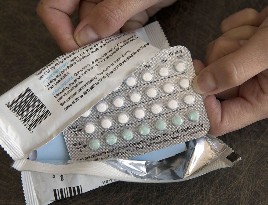 A one-month dosage of hormonal birth control pills. FILE (AP Photo)