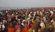 Thousands of Hindu devotees take spiritual-cleansing dips in the Sangam, the confluence of the rivers Ganges, Yamuna, and the mythical Saraswati during the Kumbh Festival, in Allahabad, India, Monday, Jan. 14, 2019. India&#39;s Hindu nationalist-led government is splurging on a religious megafest, spending unprecedented sums as part of a strategy to focus on the country&#39;s majority Hindu population ahead of a general election due this year. (AP Photo/Rajesh Kumar Singh)