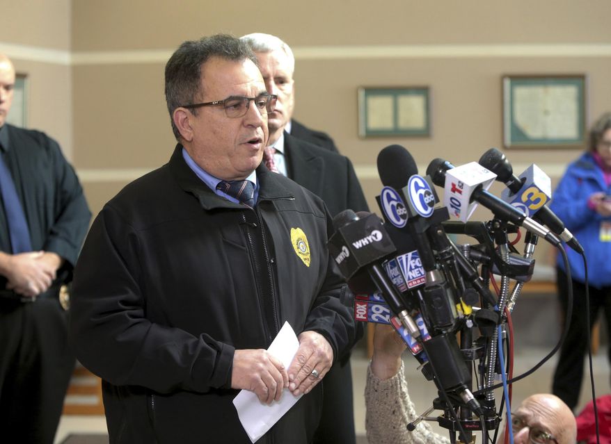 Gloucester County Prosecutor Charles Fiore gives an update on the police standoff at the UPS facility in Logan Township, Gloucester County, Monday, Dec. 14, 2019. (Tim Hawk/NJ Advance Media via AP)