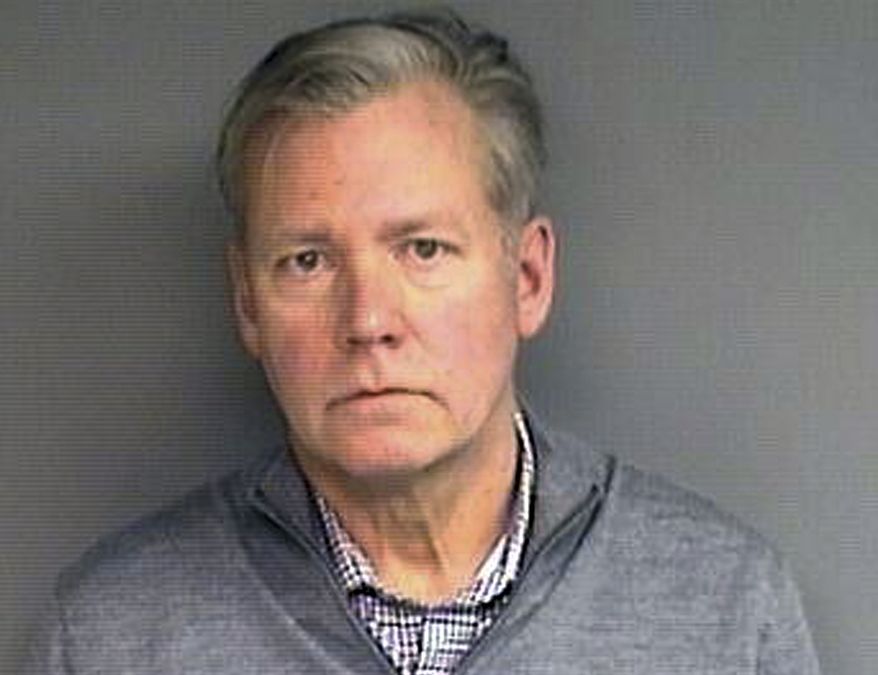 This booking photograph released Wednesday, Jan. 16, 2019, by the Stamford, Conn., Police Department shows Chris Hansen, former host of the television program "To Catch a Predator," arrested Monday in his hometown of Stamford, on charges he wrote bad checks for $13,000 worth of marketing materials. (Stamford Police Department via AP)