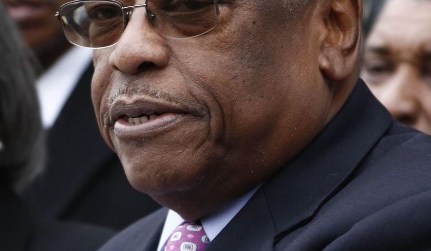 State Sen. Willie Simmons, D-Cleveland, announces his candidacy for Transportation Commissioner for the Central District, Thursday, Jan. 17, 2019, in Jackson, Miss. Simmons is currently the Senate Highways and Transportation Committee chairman. (AP Photo/Rogelio V. Solis)