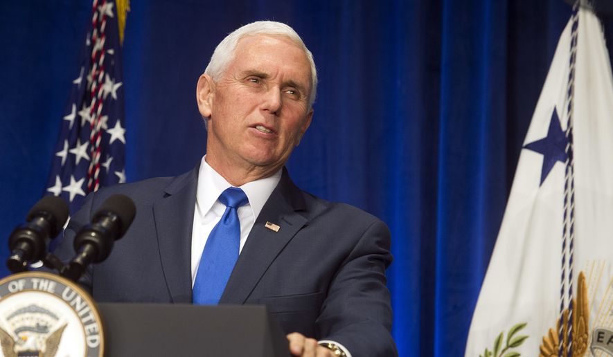 Vice President Mike Pence speaks at 2019 March for Life dinner in Washington, Friday, Jan. 18, 2019. (AP Photo/Cliff Owen) **FILE**