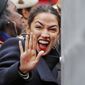 U.S. Rep. Alexandria Ocasio-Cortez, D-New York, waves to supporters as she arrives at a rally organized by Women&#39;s March NYC at Foley Square in Lower Manhattan, Saturday, Jan. 19, 2019, in New York. (AP Photo/Kathy Willens) ** FILE **