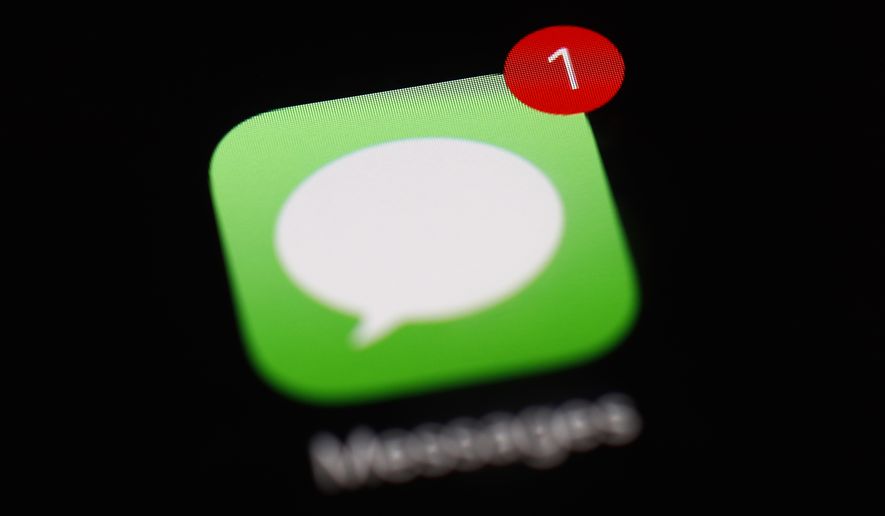 This March 19, 2018 photo shows a notification badge on the Messages app on an iPad in Baltimore. (AP Photo/Patrick Semansky)