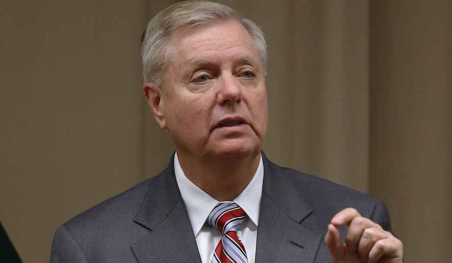 U.S. Republican Sen. Lindsey Graham gives a press conference at the U.S. Embassy after meeting with Pakistani Prime Minister Imran Khan, in Islamabad, Pakistan, Sunday, Jan. 20, 2019. U.S. peace envoy Zalmay Khalilzad concluded his four-day visit to Pakistan, Sunday. (AP Photo/Anjum Naveed) ** FILE **
