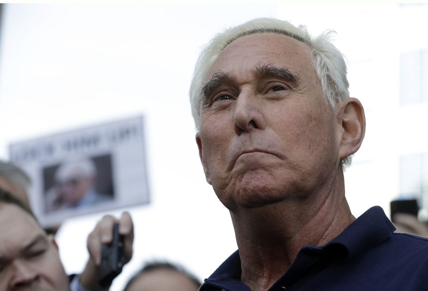 Roger Stone, a confidant of President Donald Trump, walks out of the federal courthouse following a hearing, Friday, Jan. 25, 2019, in Fort Lauderdale, Fla. Stone was arrested Friday in the special counsel&#39;s Russia investigation and was charged with lying to Congress and obstructing the probe. (AP Photo/Lynne Sladky)