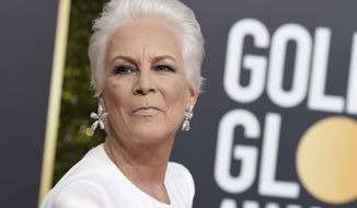 FILE - In this Sunday, Jan. 6, 2019 file photo, Jamie Lee Curtis arrives at the 76th annual Golden Globe Awards at the Beverly Hilton Hotel in Beverly Hills, Calif. Jamie Lee Curtis is working to tell the story of an Oklahoma City woman whose pledge to stand in as a mom at same-sex weddings went viral. Curtis confirmed through a publicist Friday, Jan. 25, 2019 that she has acquired the rights to “How We Sleep At Night: A Mother&#39;s Memoir,” by Sara Cunningham. Curtis said she was among the thousands who saw Cunningham’s July Facebook post offering to be a surrogate mother. The two eventually met, and Curtis says she is working on a deal to get Cunningham’s story onscreen.(Photo by Jordan Strauss/Invision/AP, File)