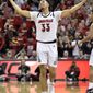 Louisville forward Jordan Nwora (33) motions to the crowd following a basket during the second half of an NCAA college basketball game against Pittsburgh in Louisville, Ky., Saturday, Jan. 26, 2019. Louisville won 66-51. AP Photo/Timothy D. Easley)