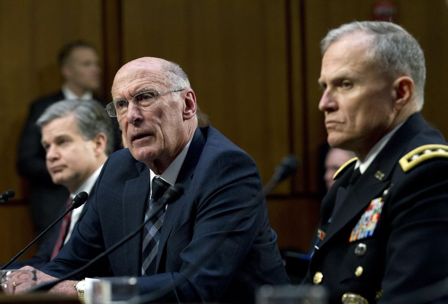 Director of National Intelligence Daniel Coats testifies before the Senate Intelligence Committee on Capitol Hill in Washington Tuesday, Jan. 29, 2019. (AP Photo/Jose Luis Magana)