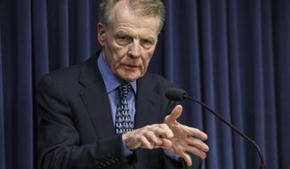 FILE - In this July 26, 2017 file photo, Illinois Speaker of the House Michael Madigan, D-Chicago, speaks at a news conference at the state Capitol, Wednesday, July 26, 2017, in Springfield, Ill. A published report citing a federal court affidavit says the FBI secretly recorded Illinois&#39; powerful House speaker in 2014 discussing a hotel development project. Tuesday&#39;s Chicago Sun-Times&#39; report on Madigan suggests a federal investigation may cast a wider net than first thought after it led to a charge earlier this month against another Chicago alderman, Ed Burke. A Madigan lawyer denied any wrongdoing and said they have no indication Madigan is under investigation. (Justin Fowler/The State Journal-Register via AP, File)