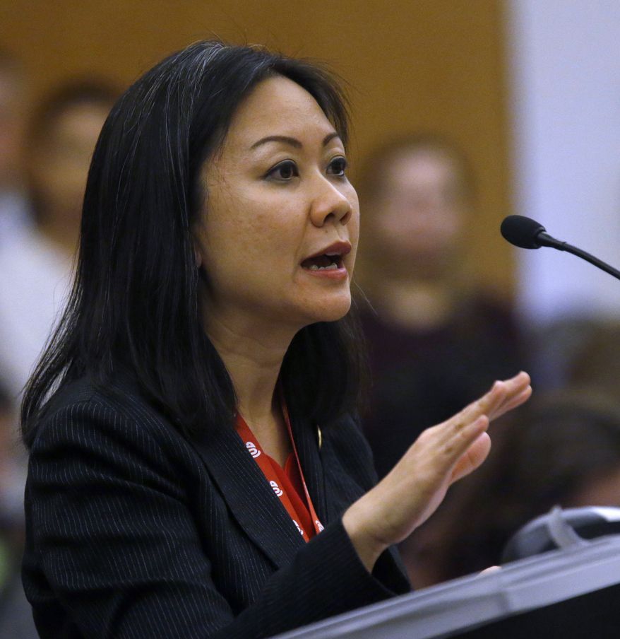In this Monday, Jan. 28, 2019 photo, Del. Kathy Tran, D-Fairfax, presents HB2491, her bill dealing with eliminating some requirements for abortion, to a subcommittee of the House Courts of Justice committee inside the State Capitol in Richmond, Va. The bill was killed after an intense questioning of Tran by House Majority Leader C. Todd Gilbert, R-Shenandoah, the subcommittee chairman. (Bob Brown/Richmond Times-Dispatch via AP)